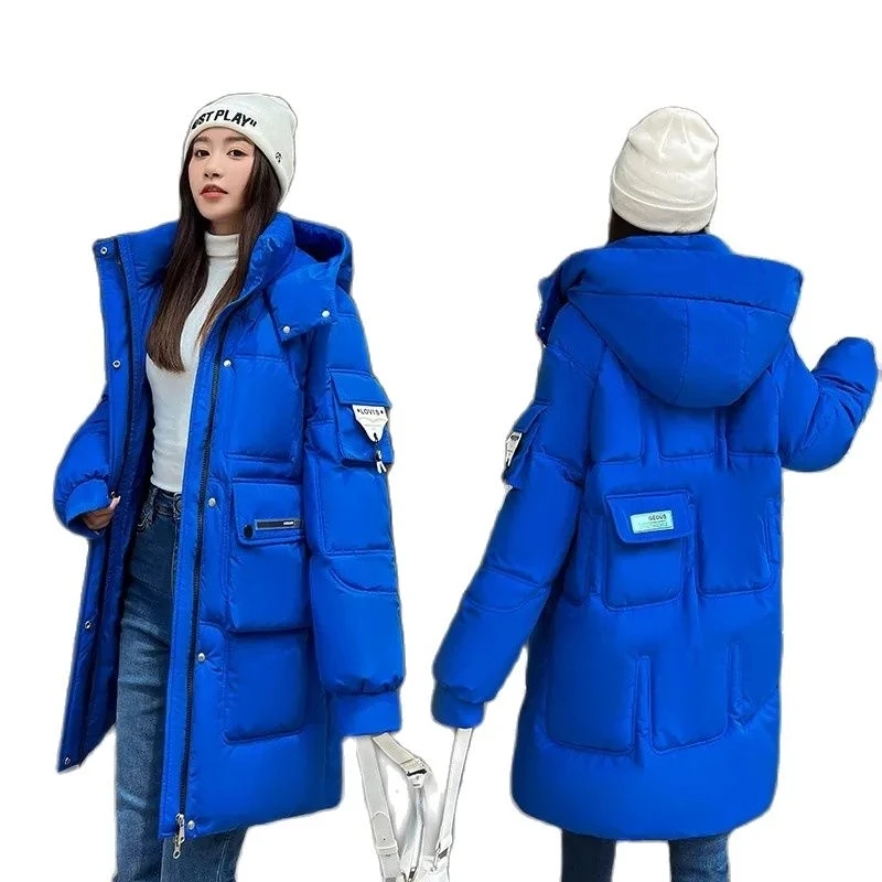 

Winter Padded Jacket Thicken Overcoat Parka Down Cotton Coat Women's Mid-Length New 2022 Bread Clothes Korean Version Loose