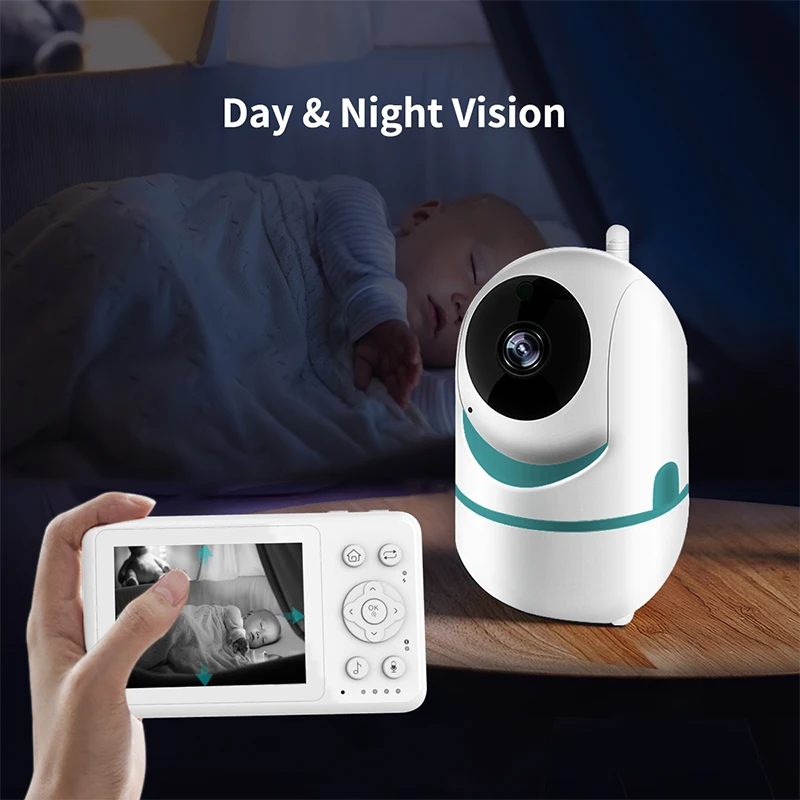

3.2Inch Baby Monitor Wireless 2X Zoom PTZ Rotation Temperature Monitoring Lullaby Baby Camerawith Sound Detection