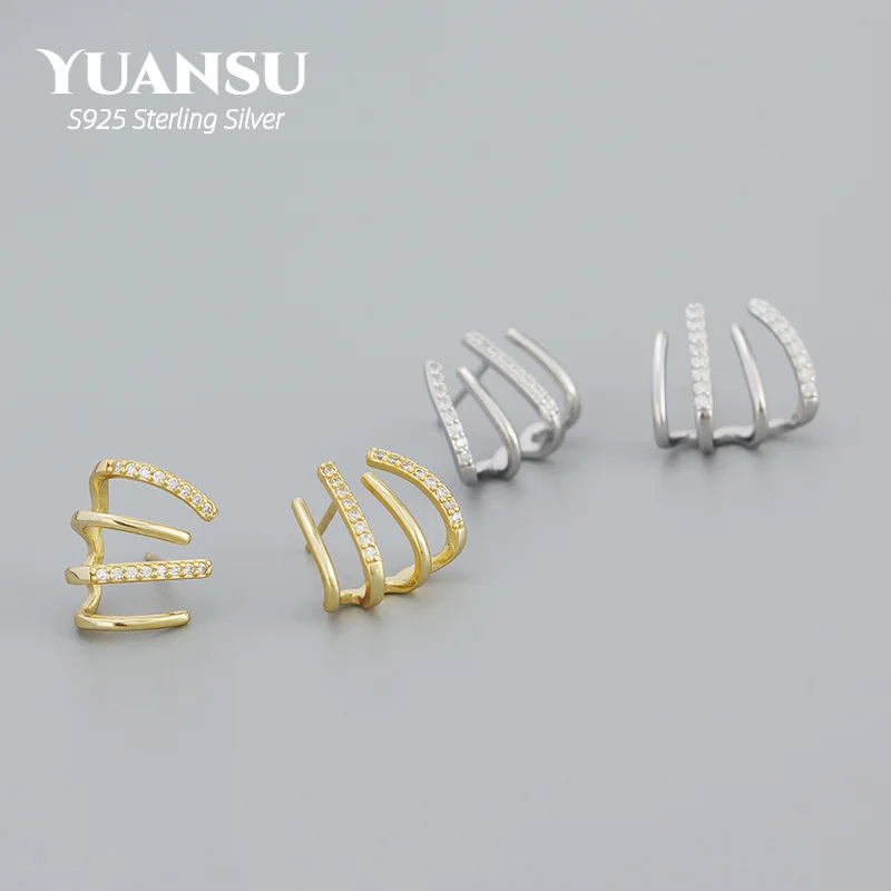 

S925 Sterling Silver Fashion Multilayer Bamboo Luxury Zircon European Stud Earrings for Women Bohemian Exquisite Jewelry Gifts