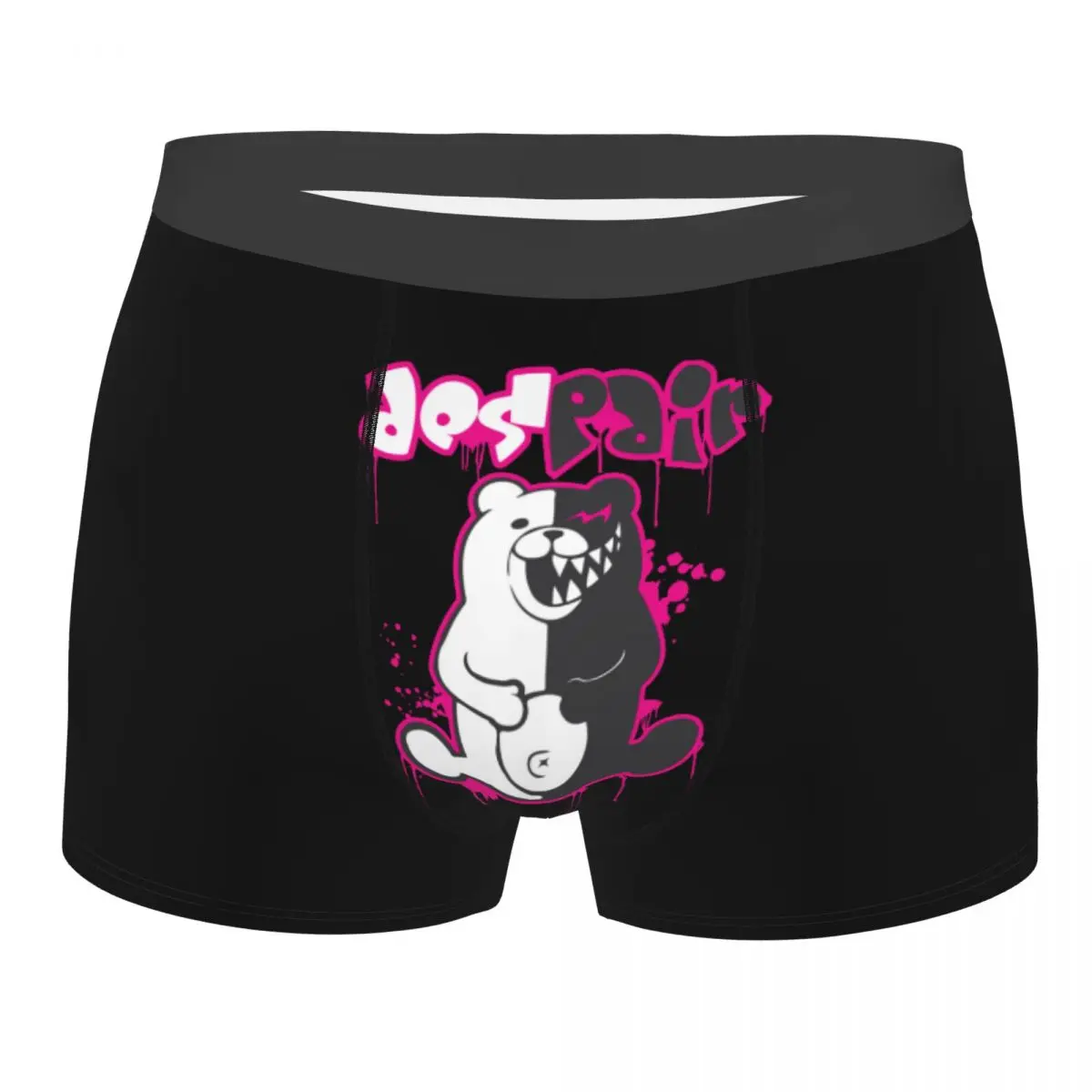 

Мужские боксеры, шорты, трусы Danganronpa Monokuma Despair Pink, мягкое нижнее белье манга, медведь, мужские модные бриджи