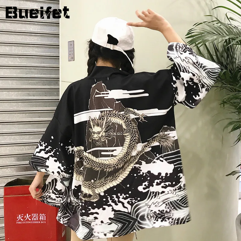 

Samurai Kimono Harajuku Japanese Cardigan Blouse Haori Obi Asian Clothes Summer Beach Kimono Women Yukata Men Loose Streetwear