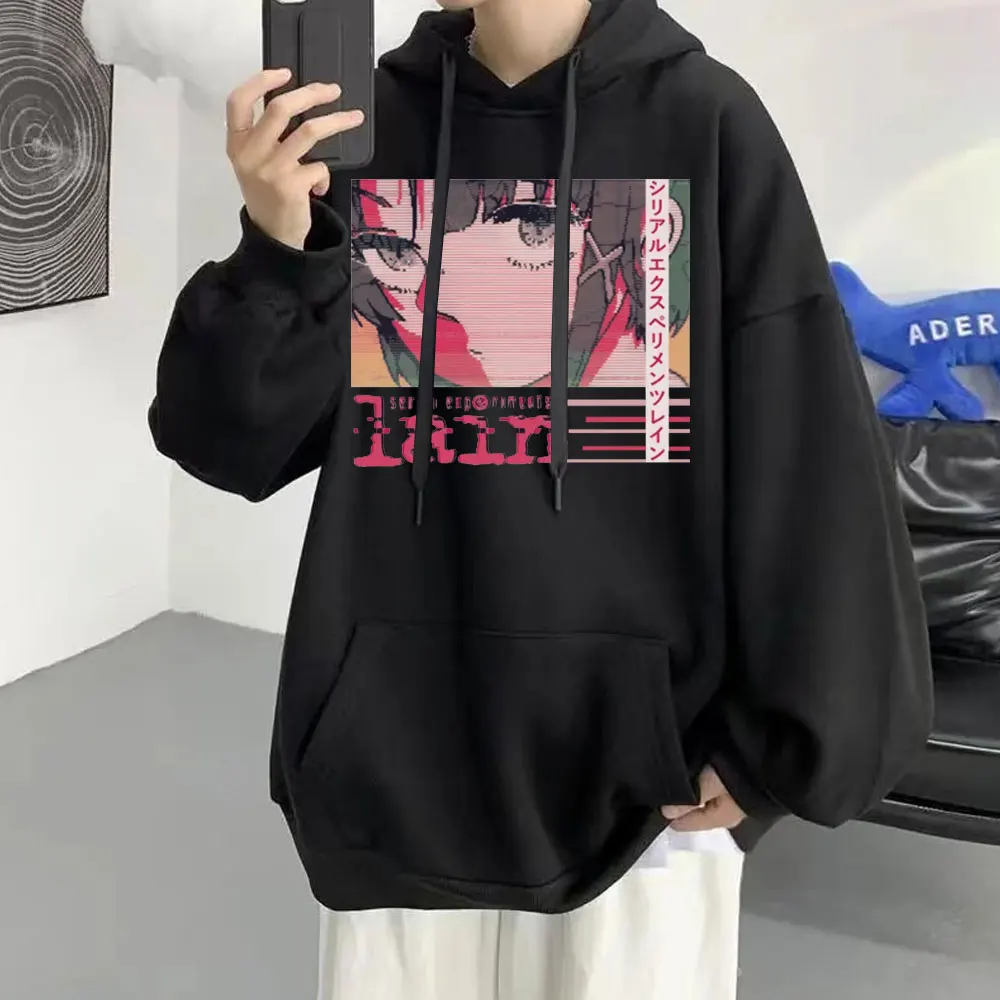 

Anime Serial Experiments Lain Hoodie Glitch Iwakura Manga Weeb Girl Sci Fi Oversized Hip Hop Hoodies Streetwear Men Sweatshirts