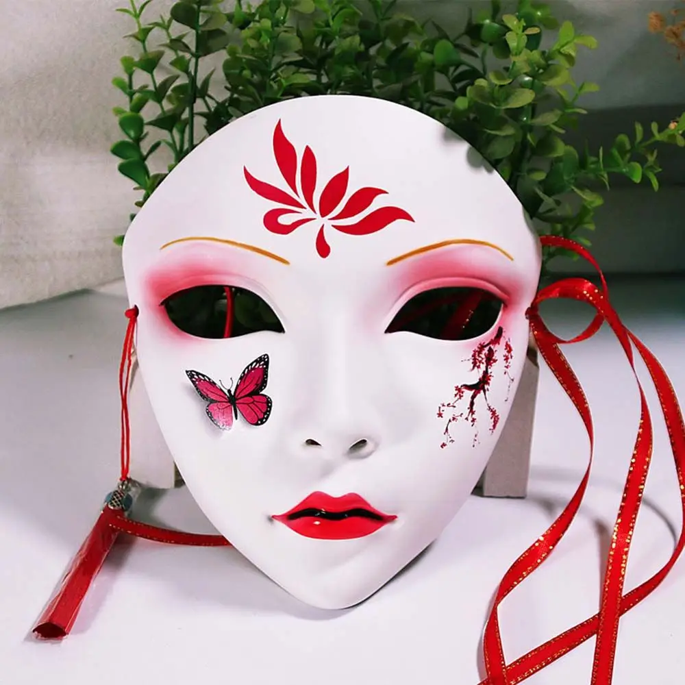 

Mask With Tassels&Bell Cherry Hanfu Accessories Headwear Party Mask Props Full Face Mask Halloween Cosplay Mask Party Props