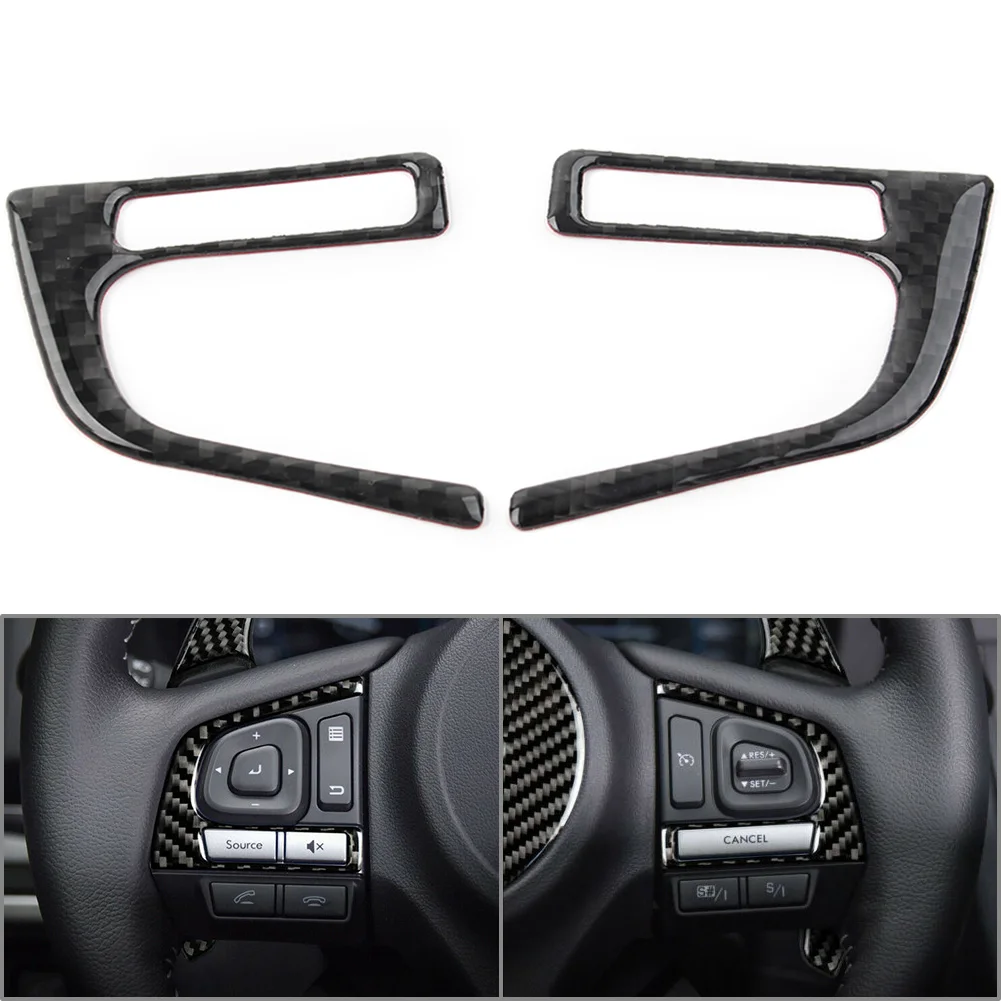 

2 шт., автомобильный Стайлинг, кнопка рулевого колеса, декоративная накладка для Subaru Forester 2013 2014 2015 2016 2017 2018, углеродное волокно, ABS