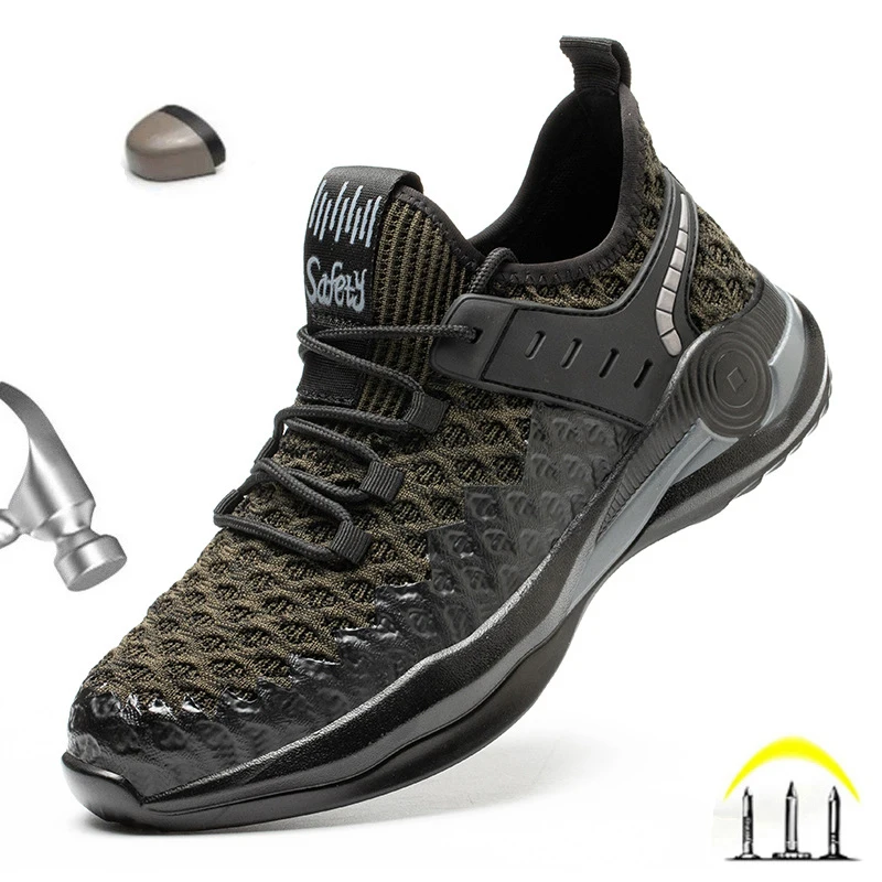 

Male Work Safety Boots Indestructible Work Shoes Steel Toe Cap Safety Shoes Work Sneakers Male Light Comfort Work Boots Men Shoe