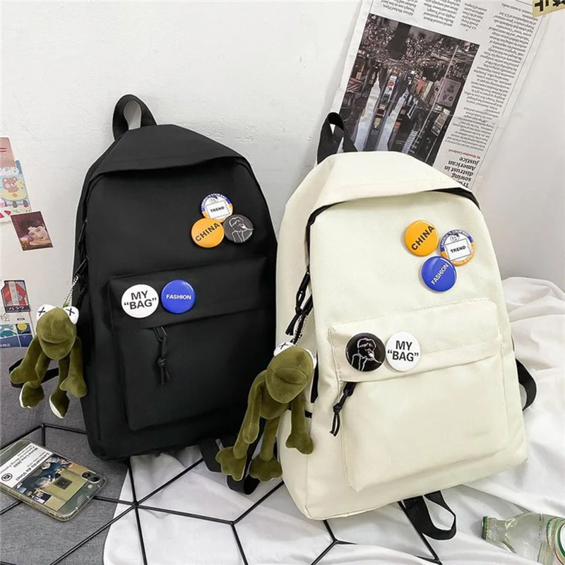 

New Men's and Women's Backpack Korean Solid Color School Bag For Student Girl Schoolbag Large Capacity Travel Backpacks