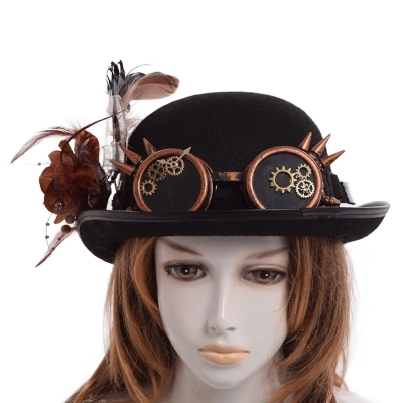 

Unisex Top Hat Industrial Age Gothic Billycock Cosplay for ComicCon Party Accessories Industrial Age Cap Top Hat