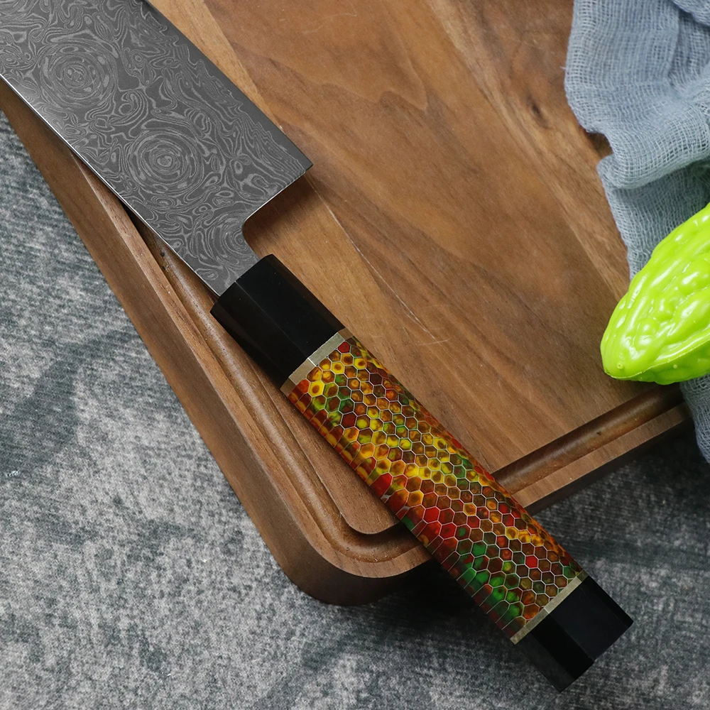 7-дюймовый нож Santoku JUMCSONG 67 слоев шеф-повара из дамасской стали японский для резки