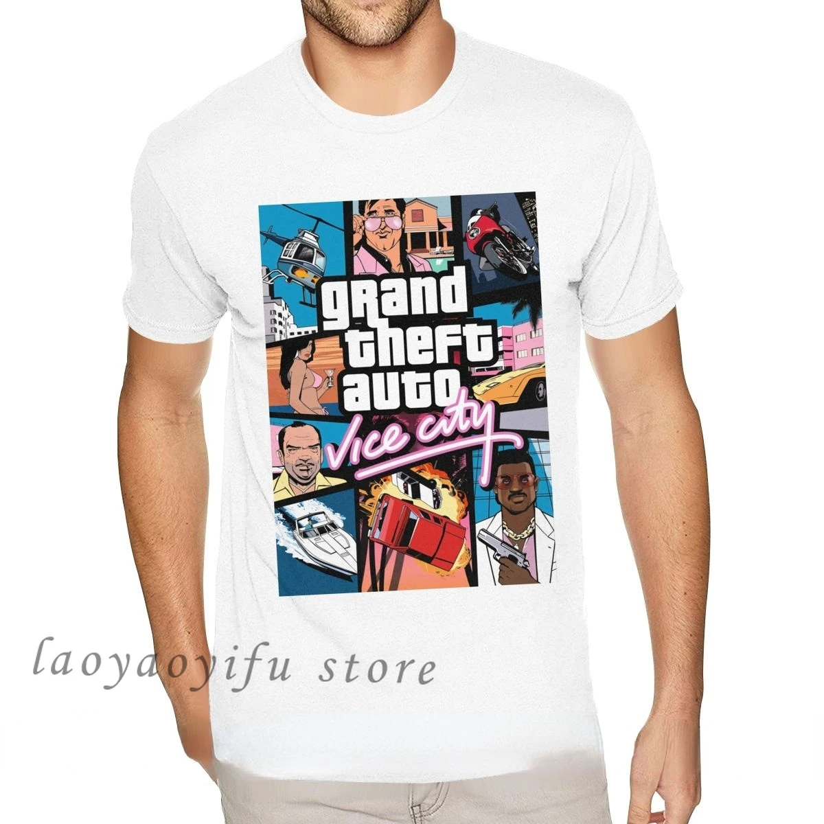 Футболка мужская оверсайз с графическим принтом игры Grand Theft Auto Vice City |