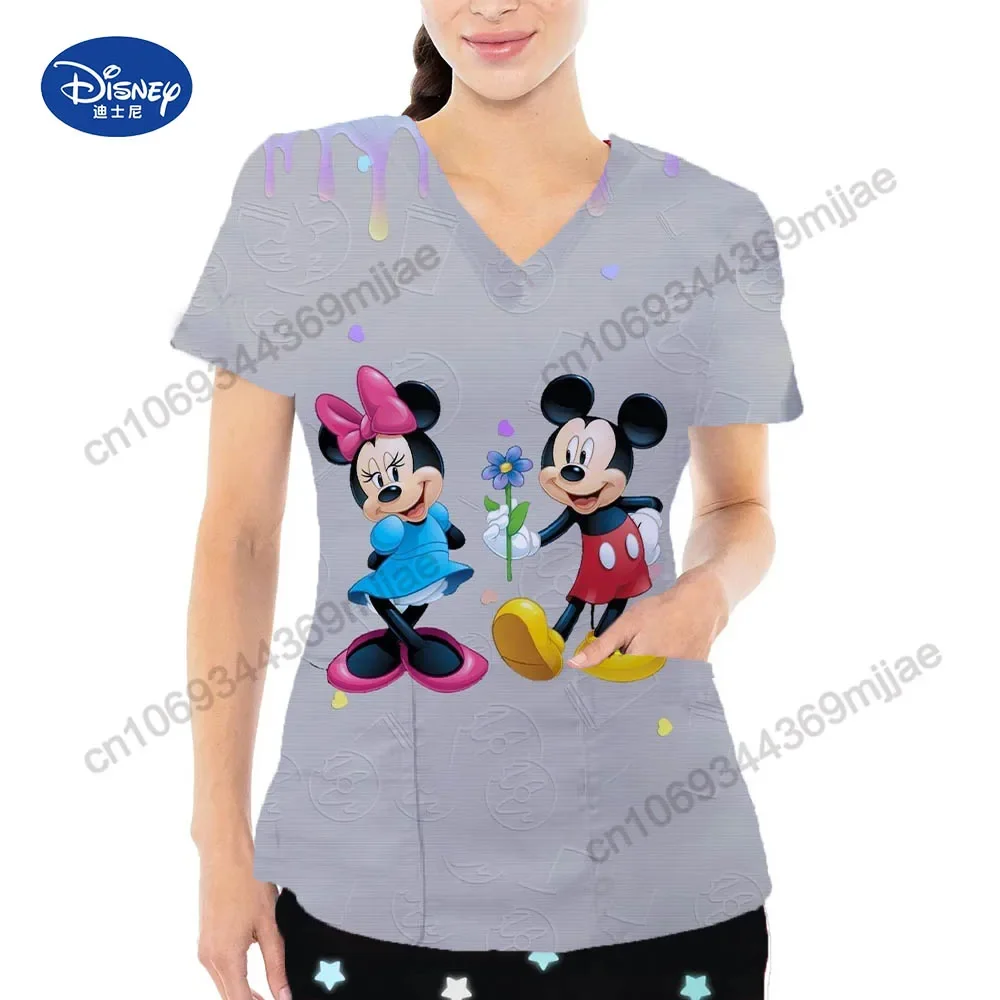 Кроп-топ униформа медсестры Y2k топы с V-образным вырезом Футболка Аниме