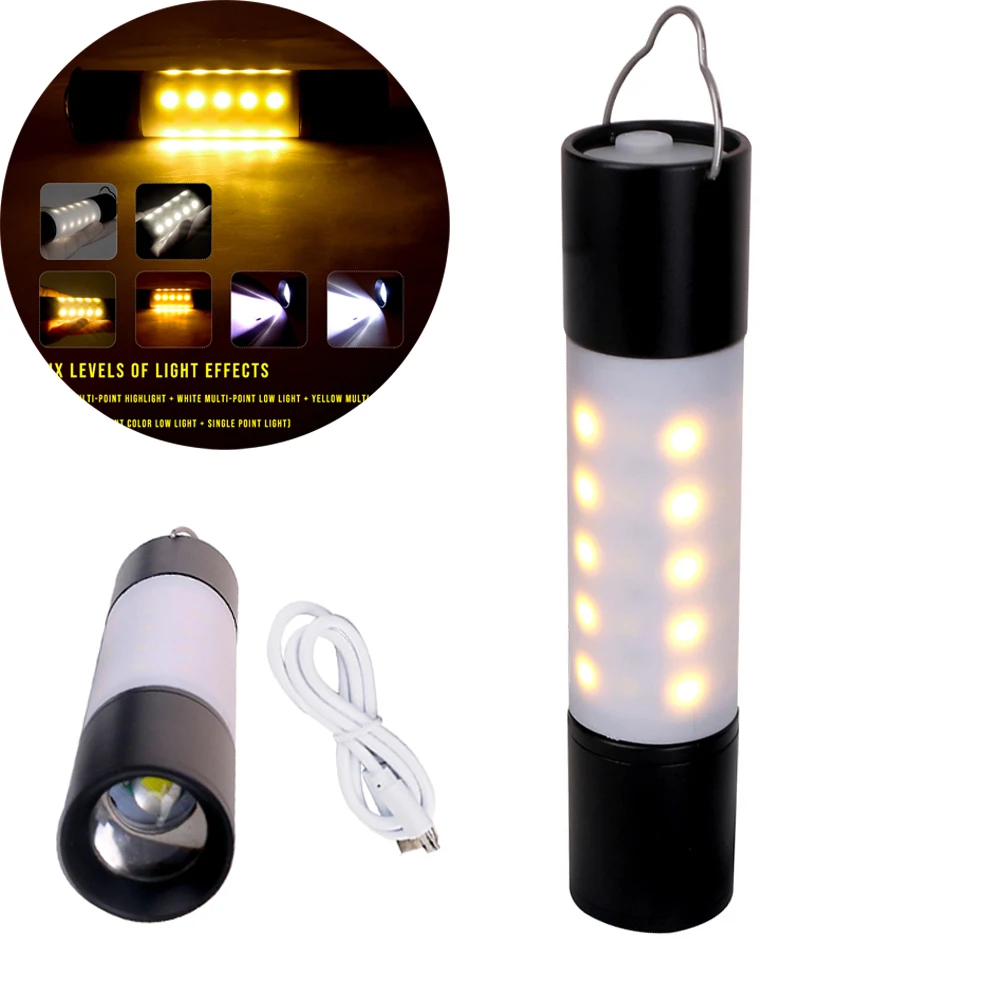 

Миниатюрный светодиодный фонарик с USB-зарядкой, портативный подвесной светильник, уличный водонепроницаемый фонарь для кемпинга, палатки, ...