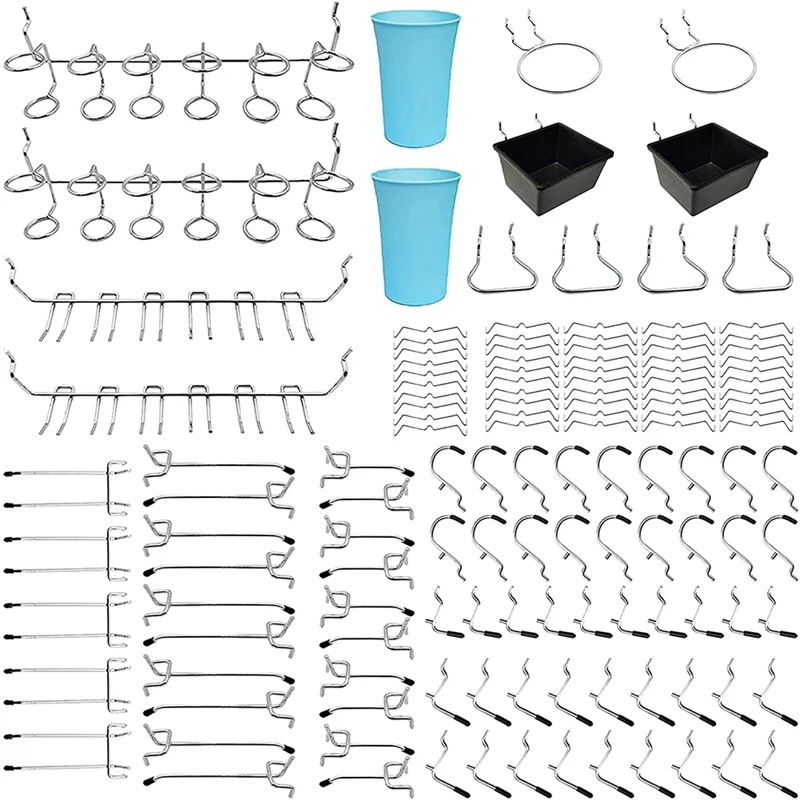 

Pegboard Accessories With Pegboard Bins, Peg Locks For Organizing Various Tools,Heavy Duty Metal J Hooks Kit For Garage