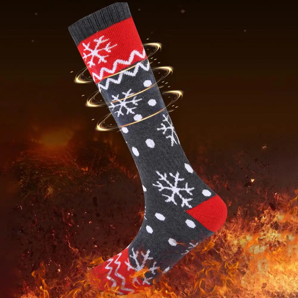 1 Pair USB Electric Socks 5000mAh Modes Stretchy Heating Keep Warm Safe Autumn Winter Women Men Heated Ski Stockings for Outdoor