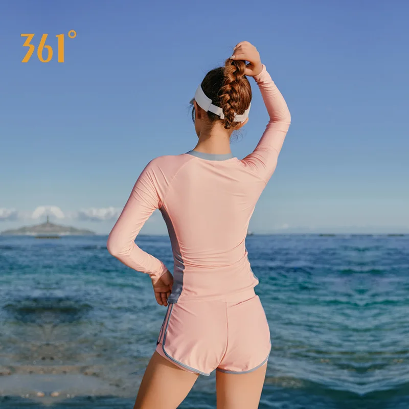 361 Women Two Pieces Long Sleeve Sun Protection Surfing Shirts Diving Tops Bottoms Beach Quick Dry SwimWear Bathing Rash Guard