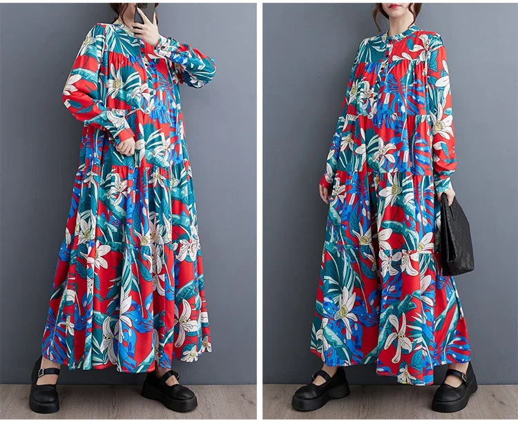 Женское платье-рубашка в несколько рядов большие размеры