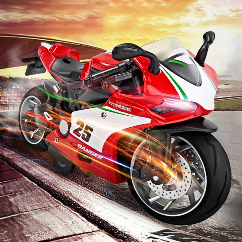 

Simulated Iron Riding Motorcycle Alloy Car with Light and Sound Effect Model Racing Car Toy Gift Model for Children and Boys