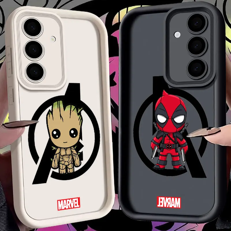 Фото Чехол Avengers Marvel для Samsung Galaxy S26 S25 S24 S23 S22 Plus S21 Ultra S20 FE, чехол S26Ultra, задняя крышка, милый дизайн с Грут и Дэдпулом №2