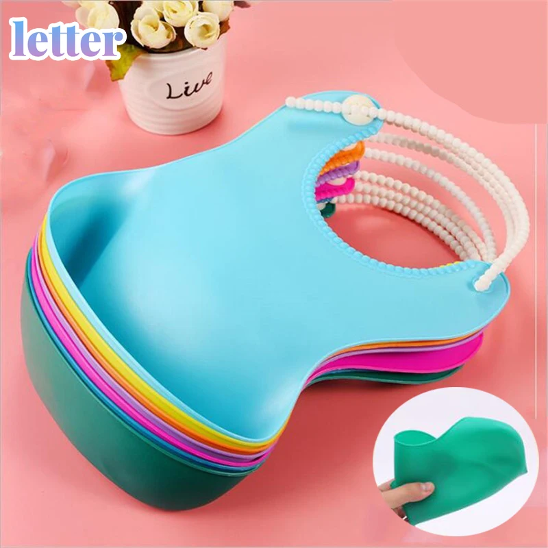 

New Baby Bib Adjustable Feeding Waterproof Saliva Dripping Bibs Soft Edible Silicone Saliva Towel