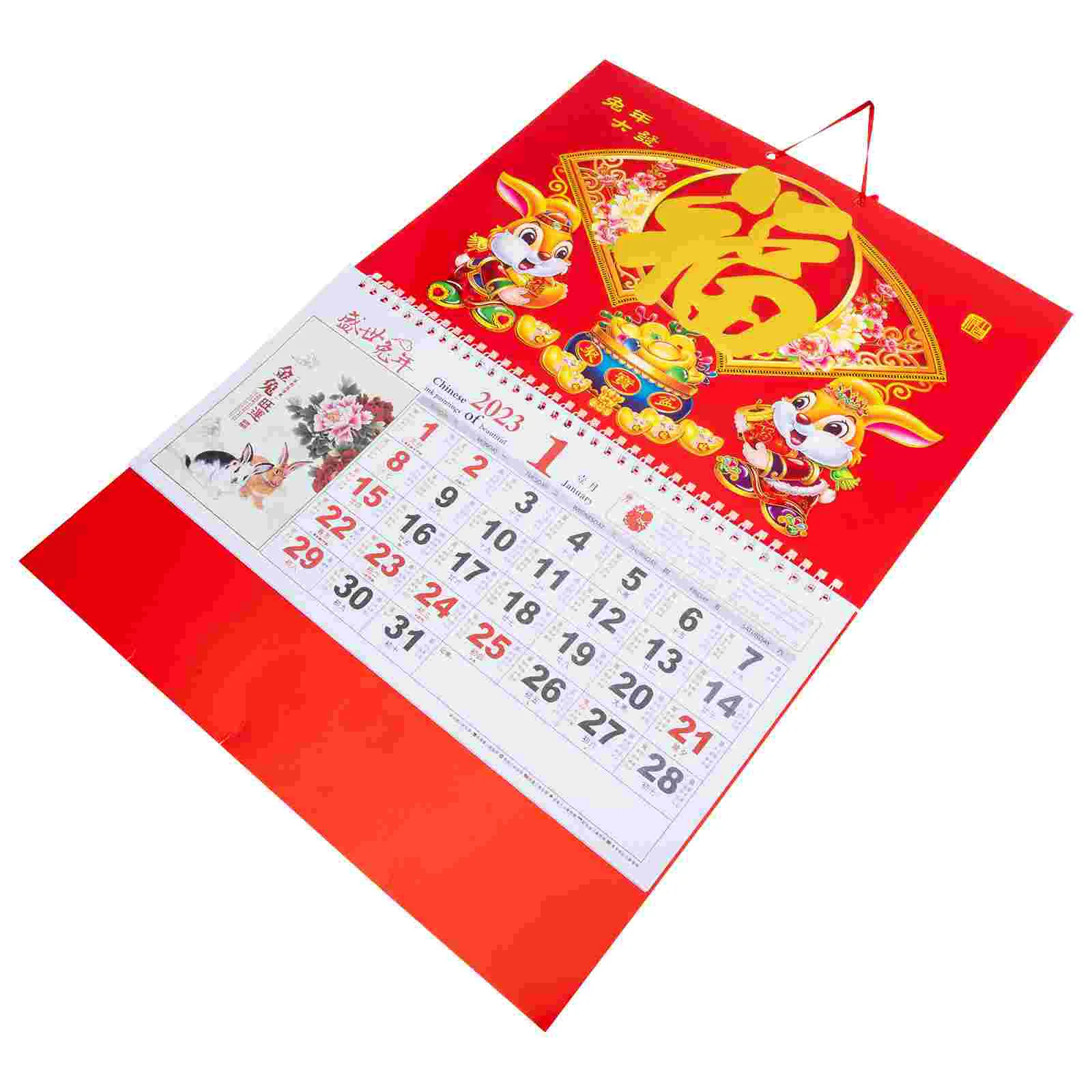 

Календарь в китайском стиле 2023, кролик, Лунная стена, новый ежемесячный ежедневный традиционный семейный подарок, декор зодиака Shui