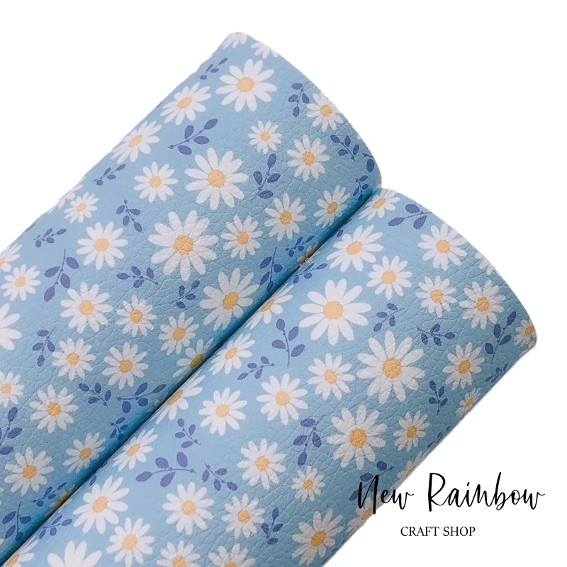 Новая Радужная 30 х2 2 см/A4 белая Маргаритка на синем искусственном кожаном