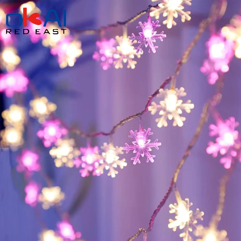 

Snowflake Star String Fairy Lights Garland Christmas Tree New Year Room Christmas Party Decoration LED Lights USB Battery.