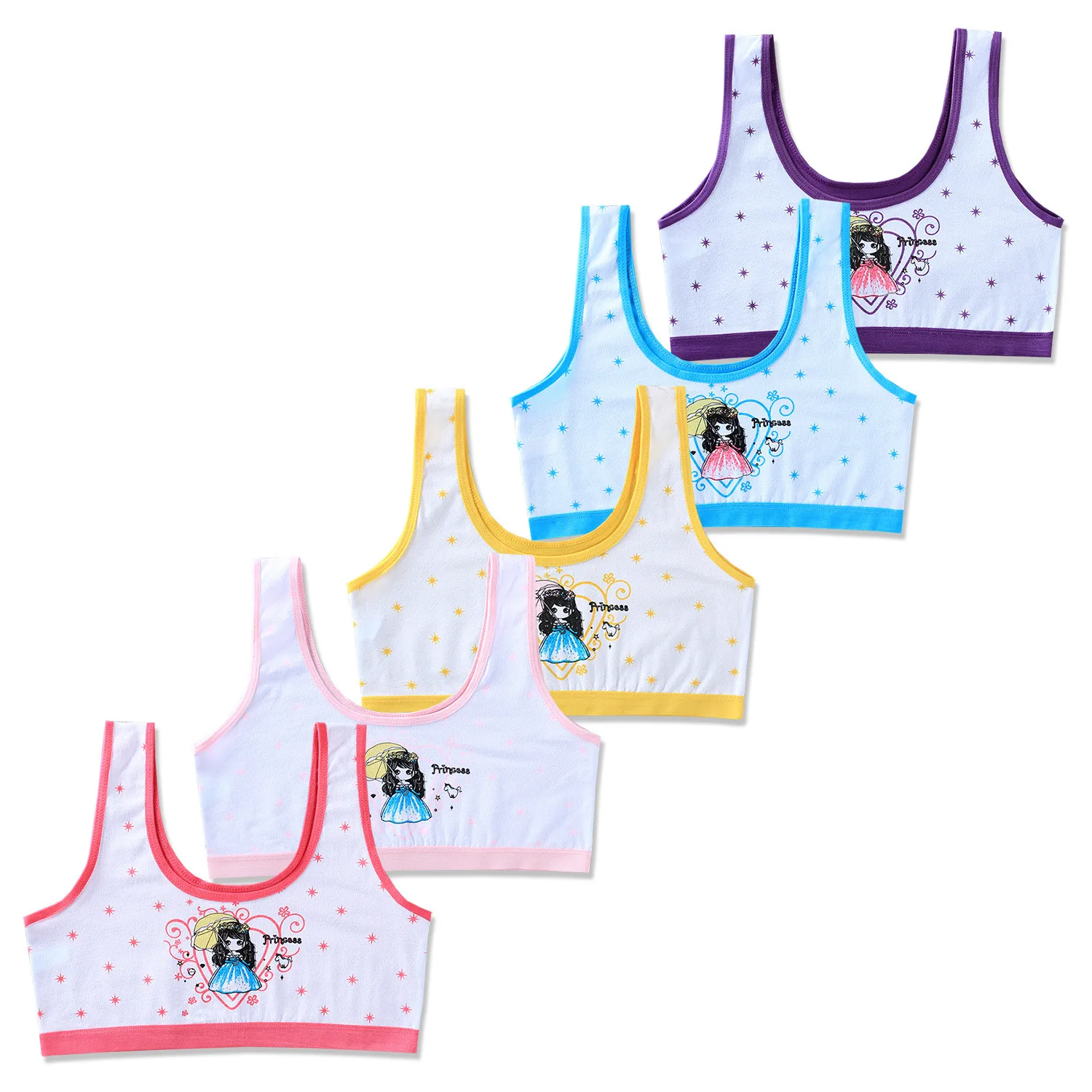 

8-14 Years Cotton Teen Girl Training Bra Puberty Adolescent Vest Wireless Children Tank Tops Dropshipping KF020