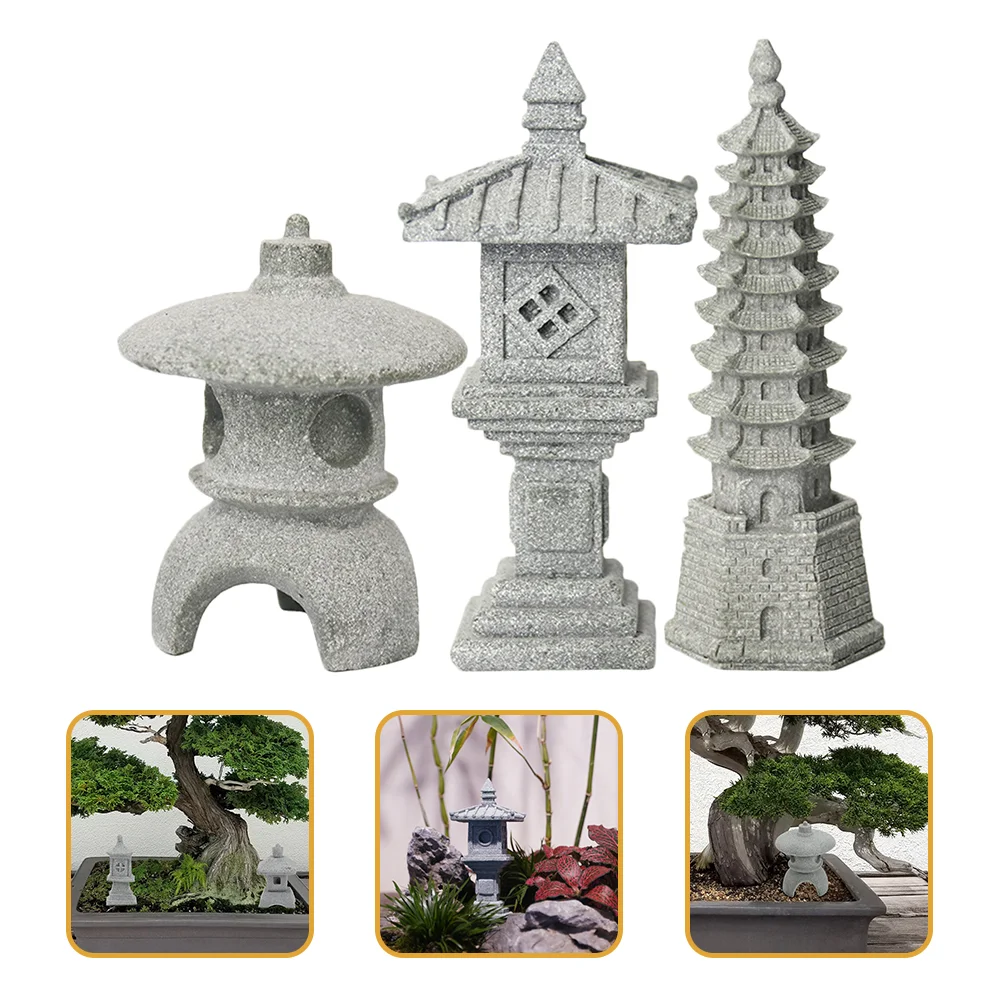 

Pagoda Statue Garden Decor Miniature Zen Lantern Bonsaidecoration Ornament Ornaments Diy Mini Figurines Chinese Bowl Asian Model