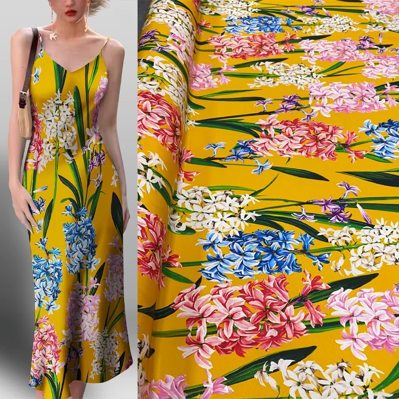 Классический Модный тяжелый креп шелк имбирный желтый Креп Миртл цветок