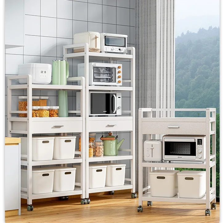 

Aoliviya Sh New Kitchen Shelf Floor Multi-Layer Microwave Rack Stainless Steel Storage Oven Pot Storage Cabinet Shelf Drawer