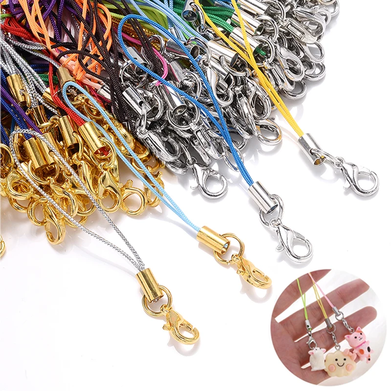 

10/50pcs Mix Polyester Cord With Jump Ring Lobster Clasp Lanyard Rope For Making Keychain DIY Craft Pendant Handmade Materials