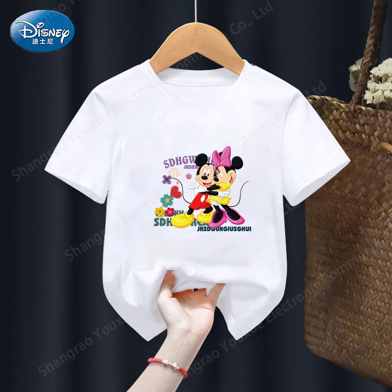 

Summer New Mickey Mouse Top Children T-shirt Kawaii Disney T Shirt Anime Cartoons Casual Clothes Kid Girl Boy Short Sleeve Tops