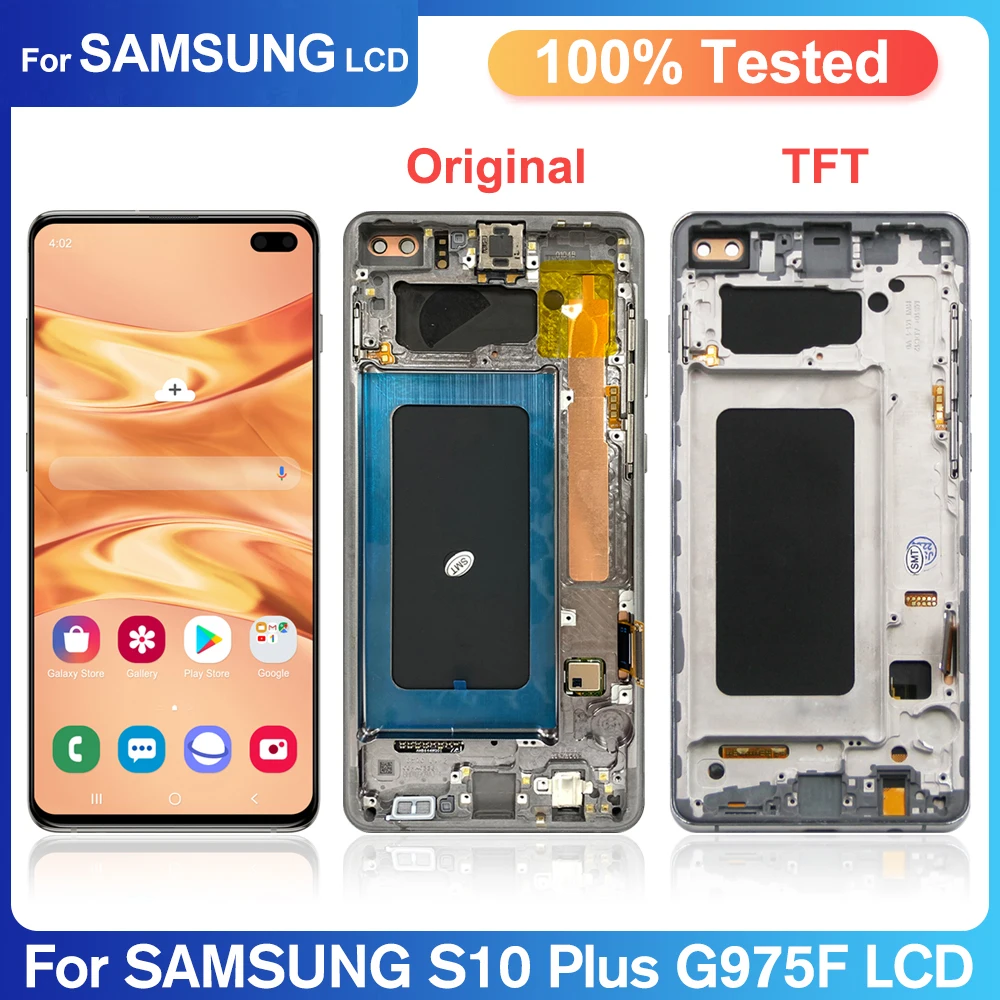 100%New Original S10Plus Display For Samsung S10 Plus Display S10+ LCD Touch Screen Replacement For G975 SM-G975F/DS G975U G975W
