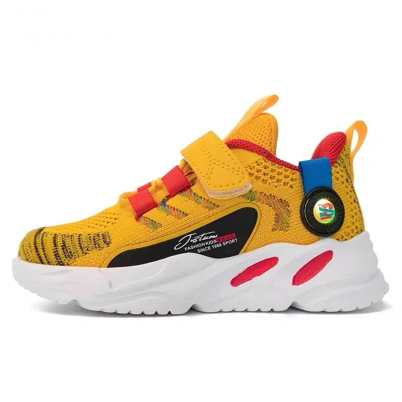 Kids LED Light Running Shoes With Hoop & Loop, Casual Breathable Lightweight Colorful Sneaker For Children Boys Girls