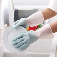 kitchen durable waterproof gloves dishwashing housework cleaning gloves non slip thin rubber gloves