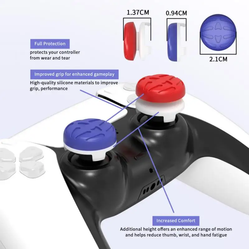 

Compatible With All Games Hand Grip Improved Grip Extenders Caps Booster Cap Set For Ps5/for /for Switch Blue Red Soft