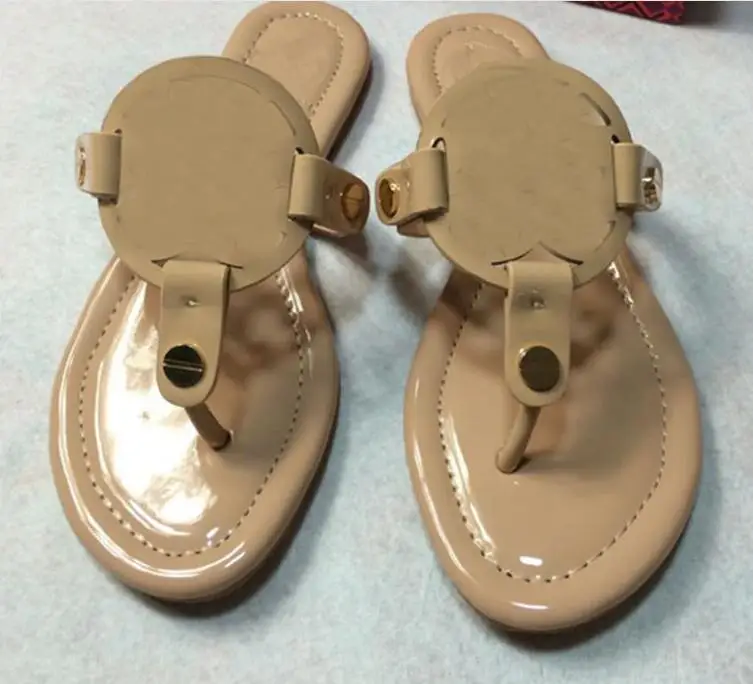 

Luxury Slippers 2022 Summer Sandals Women Shoes Hollow Out Solid Flip Flops Flat Slipper Genuine Leather Beach Slides SIZE 43