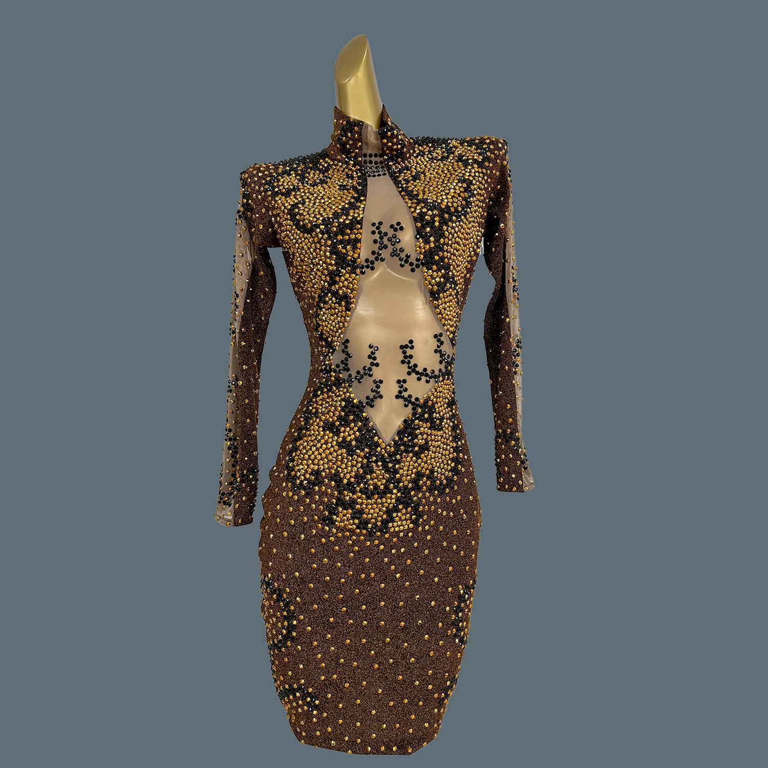 Сетчатое платье облегающее короткое с длинными рукавами для женщин элитное