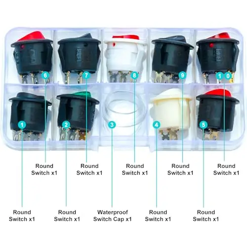 Круглый клавишный переключатель KCD1 20 мм в ассортименте 2-контактный 3-контактный