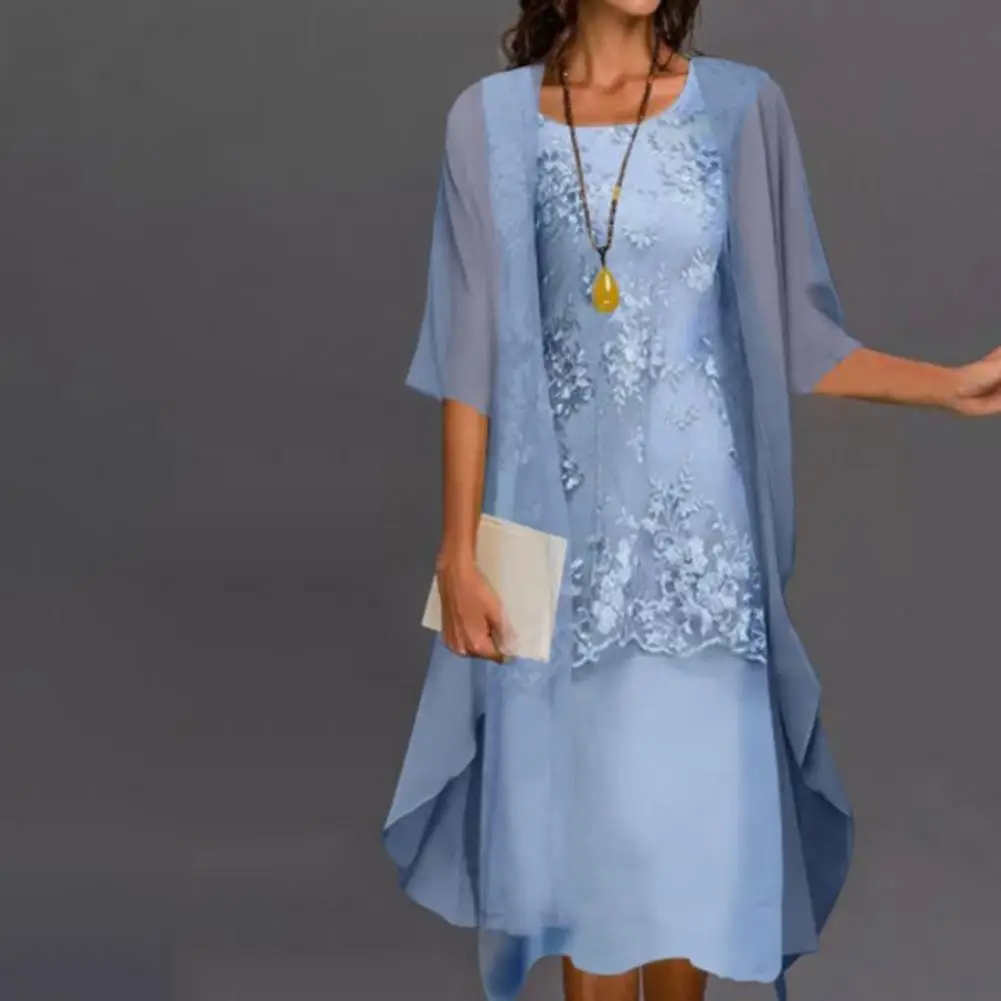 

Spring Summer Office Lady Women Cardigan Dress Floral Print Large Hem Elegant Chiffon Dress Set