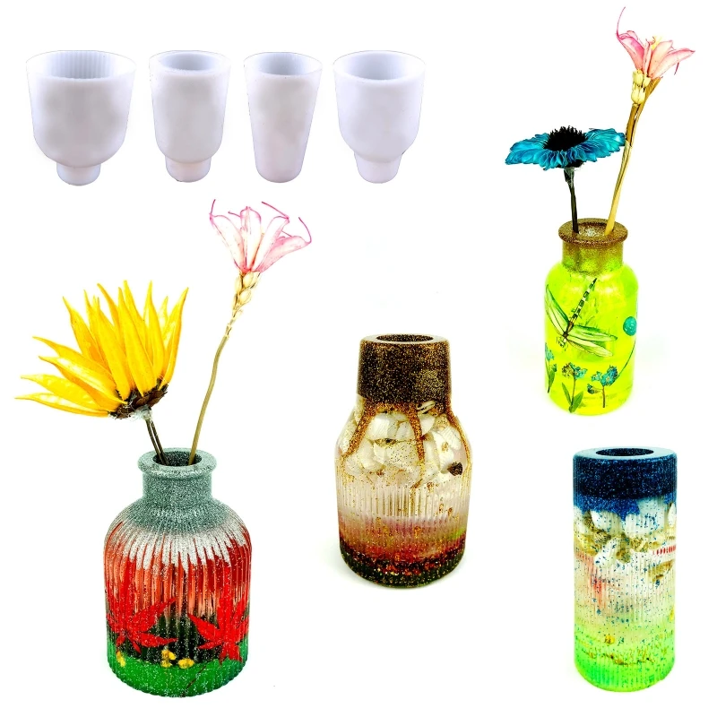 

Шикарная форма для вазы и смолы, силиконовые формы для эпоксидной смолы для литья, 8 разных видов, зеркальная форма для рукоделия, дома