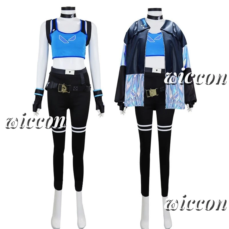 Джетт Косплей Девушка Игра VALORANT Cos Костюм Белый Парик Опора Униформа Хэллоуин