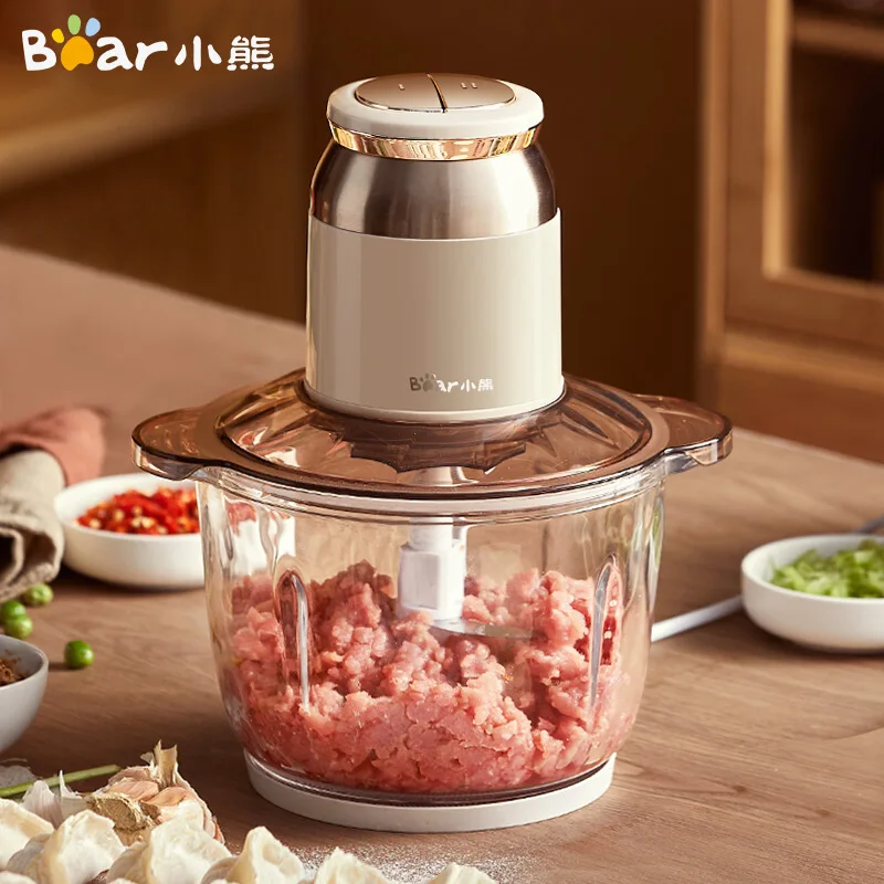 

Bear Electric Meat Grinder Portable Chopper High Quality Kitchen Appliance Thickened Glass Beautiful Chopper 2L Large Capacity