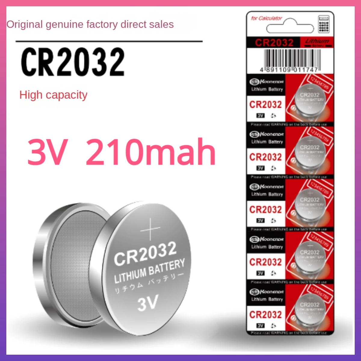 

Original 100PCS 3V Lithium Button Cell Coin Battery CR2032 DL2032 ECR2032 BR2032 2032 CR 2032 Long Lasting For Watches
