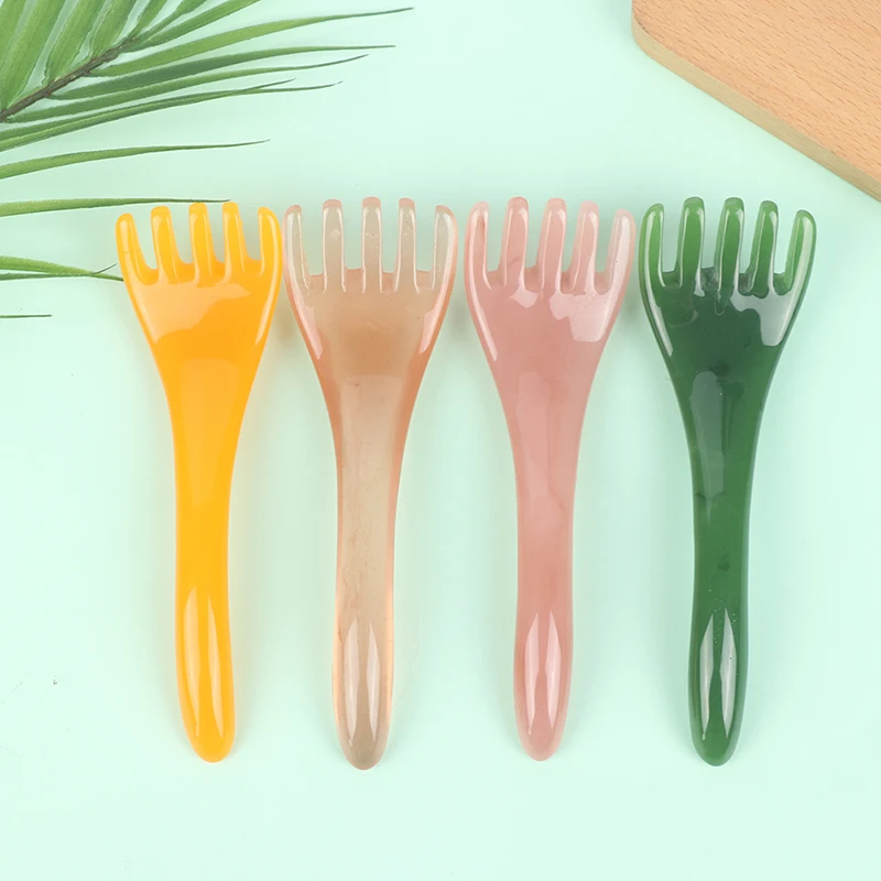 

Resin Beeswax Five Tooth Comb Eye Scraping Y-shaped Fork Nose Scraping Piece Head Skin Comb Facial Meridian Manual Massage Care