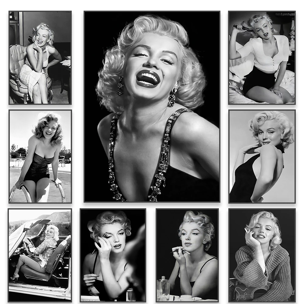 

Marilyn Monroe Poster Black and White Print Vintage Beauty Room Decor Classical Wall Art Canvas Painting Bedroom Decoration