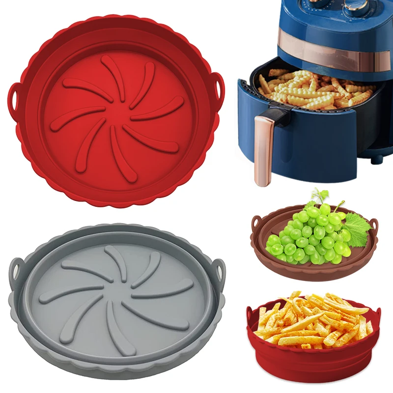 

Foldable Air Fryer Silicone Basket Liners Reusable Air Fryers Silicone Pot Tray for AirFryer Oven Baking Pad Liner Accessories