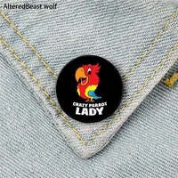 crazy funny parrot printed pin custom funny brooches shirt lapel bag cute badge cartoon enamel pins for lover girl friends