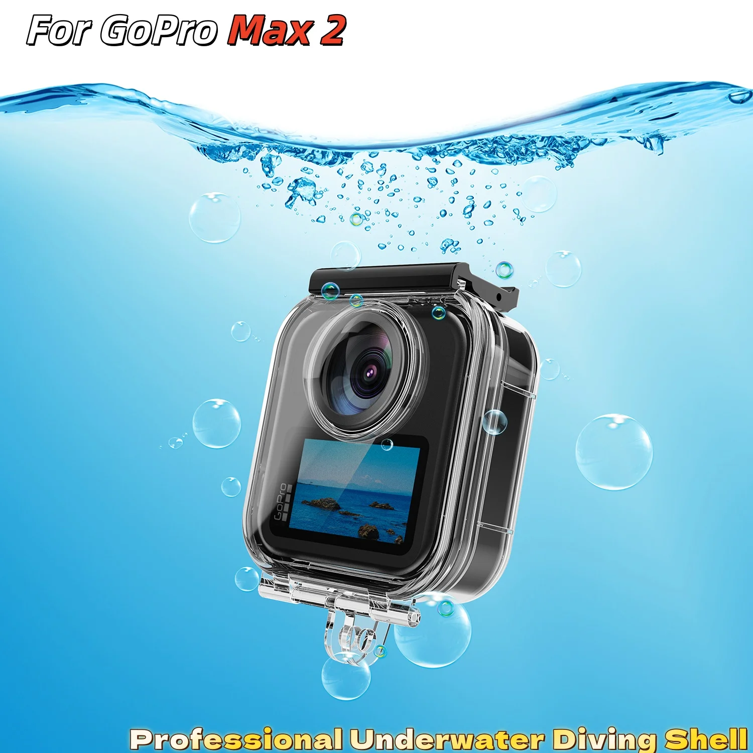 Фото Для GoPro Max 2, невидимый защитный чехол для дайвинга, водные виды спорта, специальный аксессуар, водонепроницаемый чехол №1