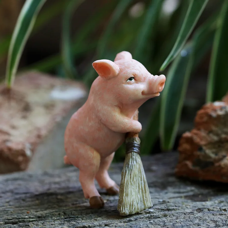 

Faux Resin Piggy Decoration Gardening Flower Pot Decoration Tea Pet Struggling Mascot Holiday Birthday Gift Garden Deaor