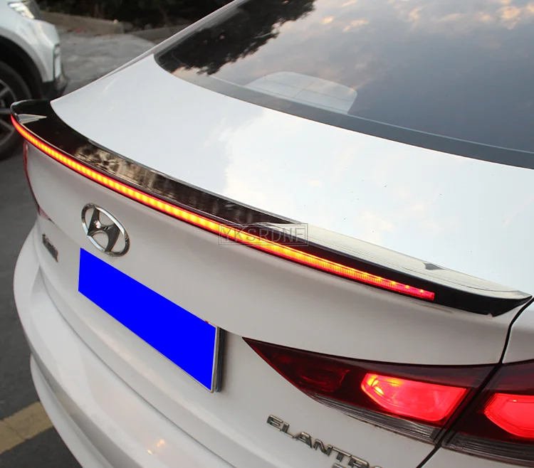 YKSRDNF для Hyundai Elantra 2017 2018 2019 ABS пластик Окрашенный черный белый цвет задний спойлер багажник крыло багажника со светодиодной лампой